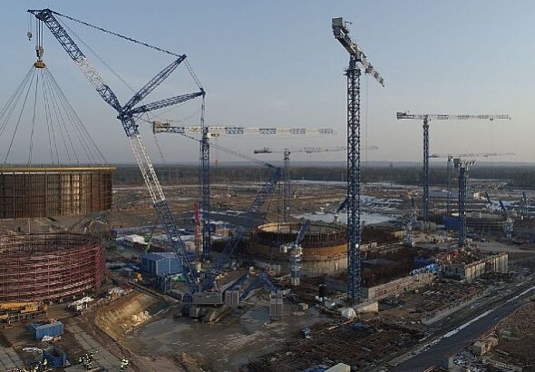 На седьмом энергоблоке Ленинградской АЭС смонтировали второй ярус гермооболочки